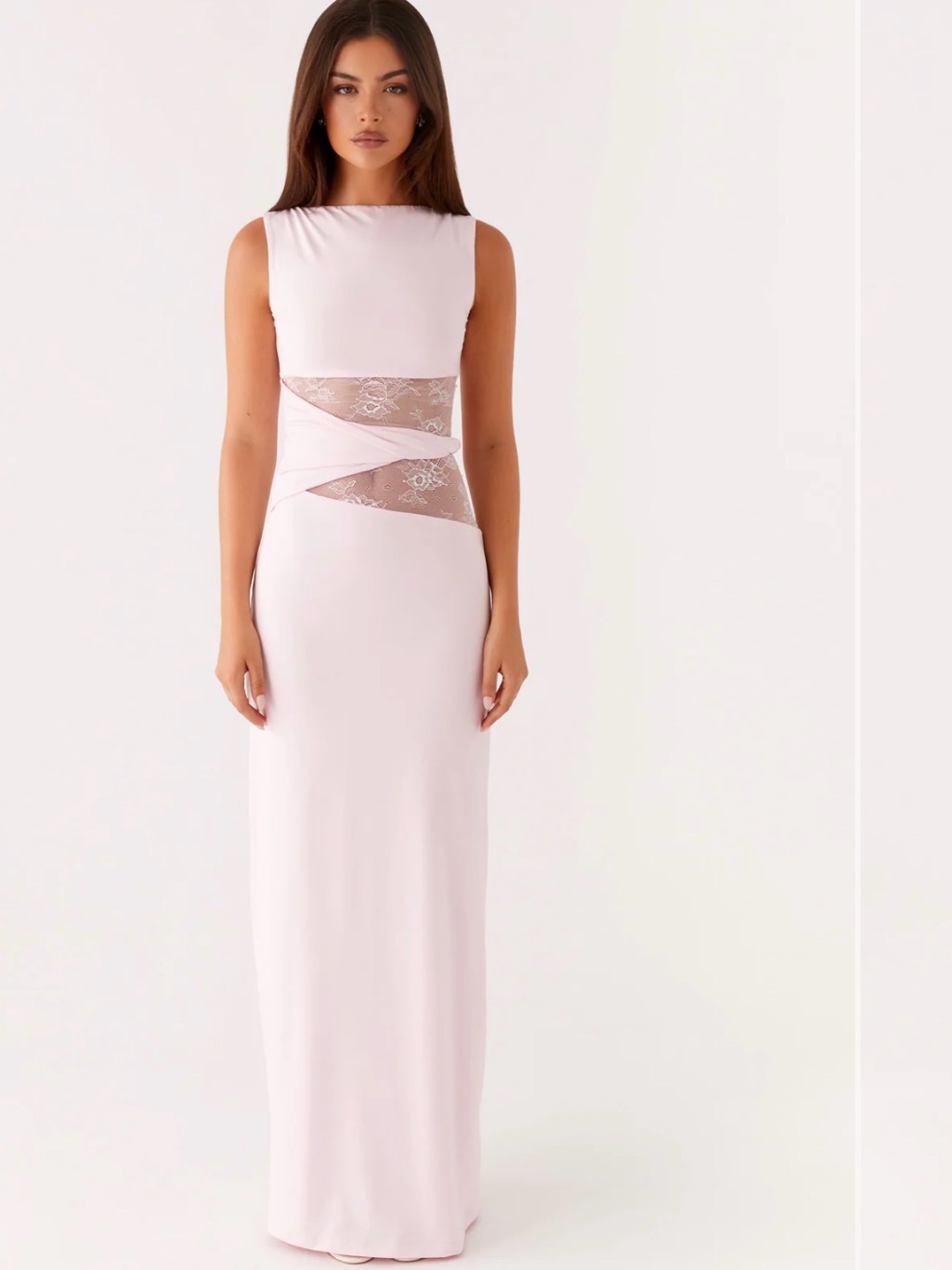 Nwt Peppermayo Karma Dress Pale Pink Lace-Panel Evening Gown